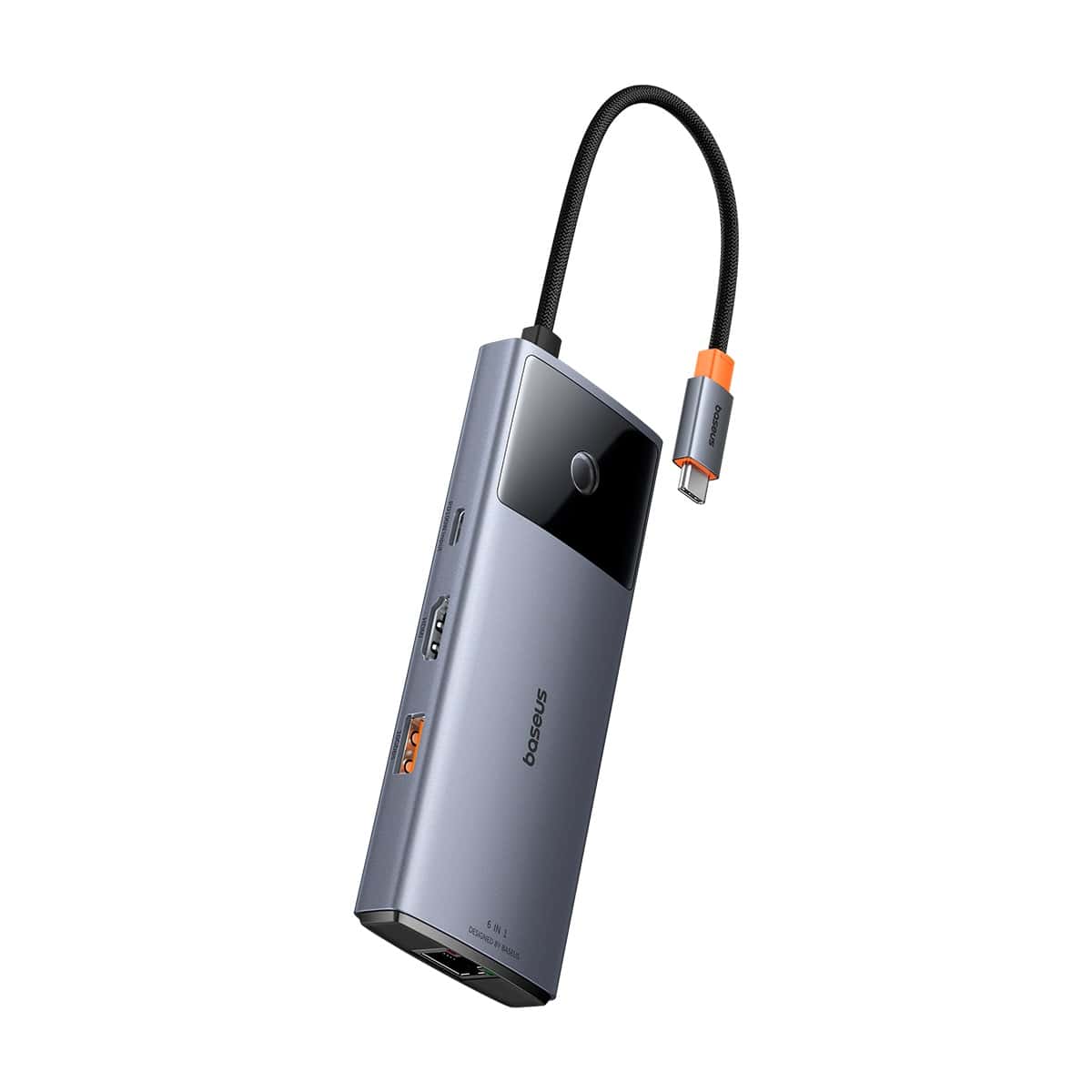 Baseus hub Series 2 USB 6v1 (USB-C/ HDMI4K60Hz/ USB-C(10Gbps)/ USB-A(10Gbps)/ RJ45/ USB-C(PD) sivý