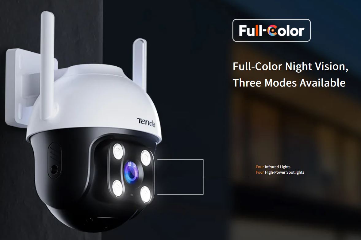 Tenda RH7-WCA - Vonkajšia otočná IP65 Wi-Fi 4MPx kamera, nočná LED, audio, detekcia pohybu, CZ app 