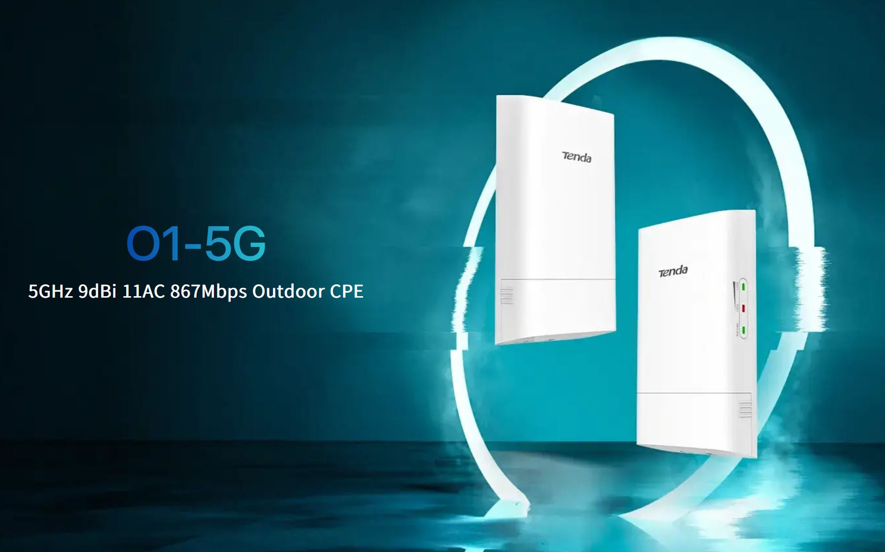 Tenda O1-5G Outdoor CPE 5 GHz WiFi-AC 867Mb/ s, 9 dBi, IP65, pasívna PoE výhybka + adaptér 