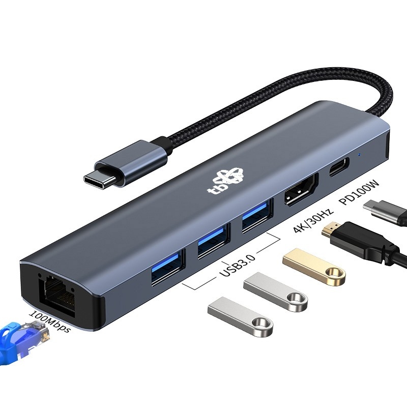 TB Touch USB C 6v1 - HDMI, USBx3, PD, RJ-45 