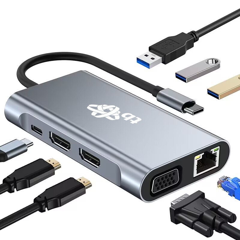 TB Touch USB C 8v1 - HDMI 2x, USB, VGA, RJ45, PD 