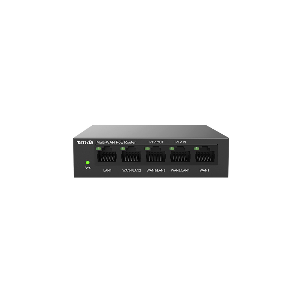 Tenda G0-5G-PoE Gigabit PoE Router MultiWAN, 3x GWAN/ GLAN, 1x GWAN, 1x GLAN, 4x PoE 802.3af/ at, VPN 