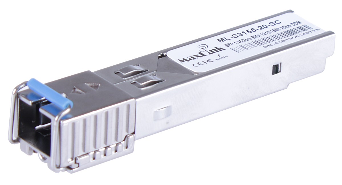 MaxLink 1.25G SFP optický modul, WDM(BiDi), SM, Tx 1310/ Rx1550nm, 20km, 1x SC konektor, DDM