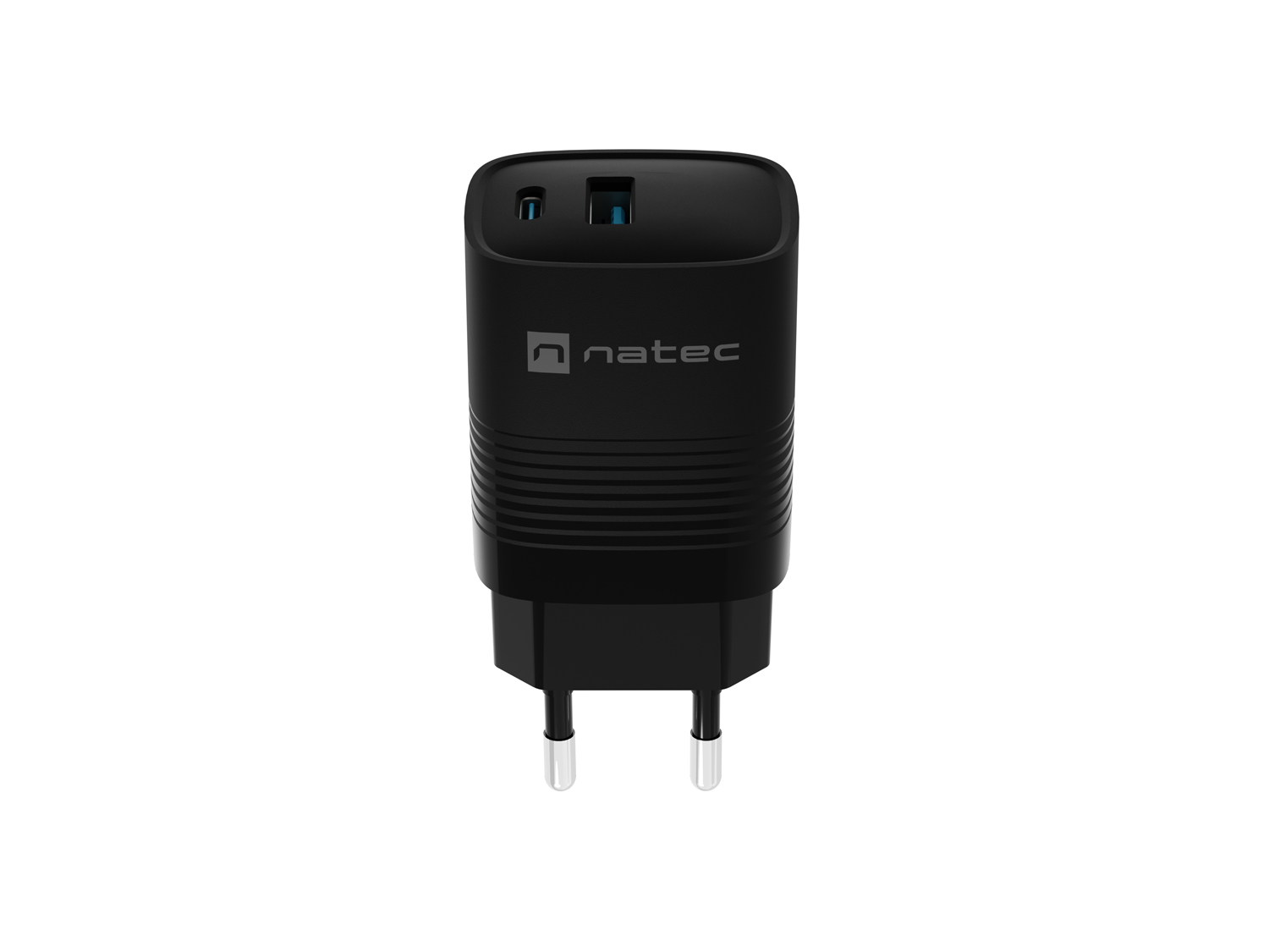 Univerzálna USB nabíjačka Natec RIBERA GaN 30 W, 1X USB-A, 1X USB-C, čierna 