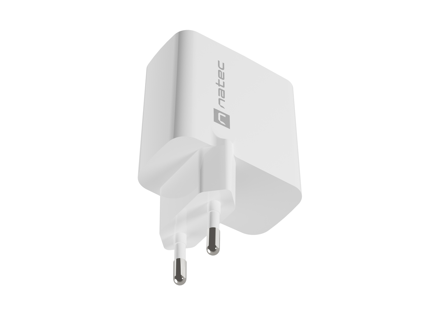 Univerzálna USB nabíjačka Natec RIBERA GaN 45W, 1X USB-A, 1X USB-C, biela 