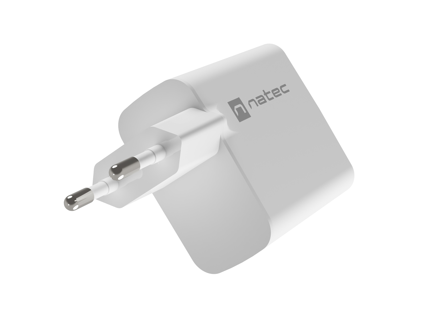 Univerzálna USB nabíjačka Natec RIBERA GaN 45W, 1X USB-A, 1X USB-C, biela 