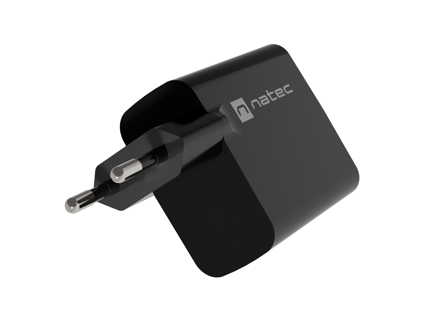 Univerzálna USB nabíjačka Natec RIBERA GaN 45W, 1X USB-A, 1X USB-C, čierna 