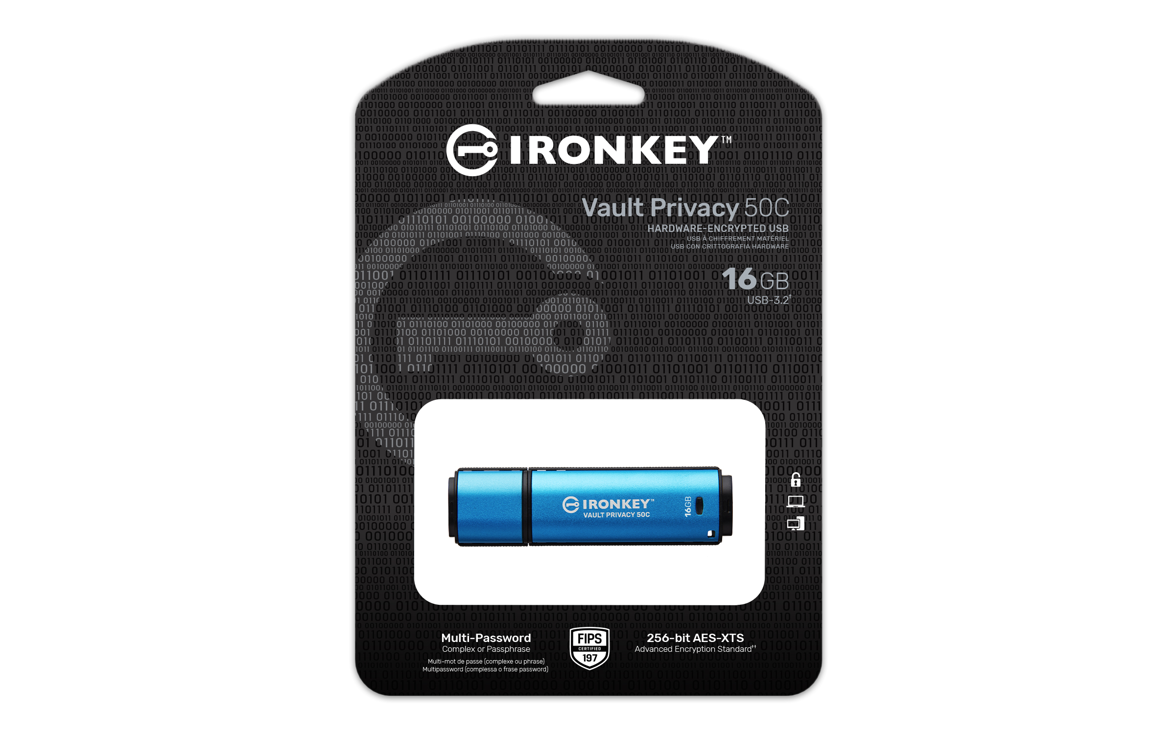 Kingston Ironkey Vault Privacy 50C/ 16GB/ USB 3.2/ USB-C/ Modrá 