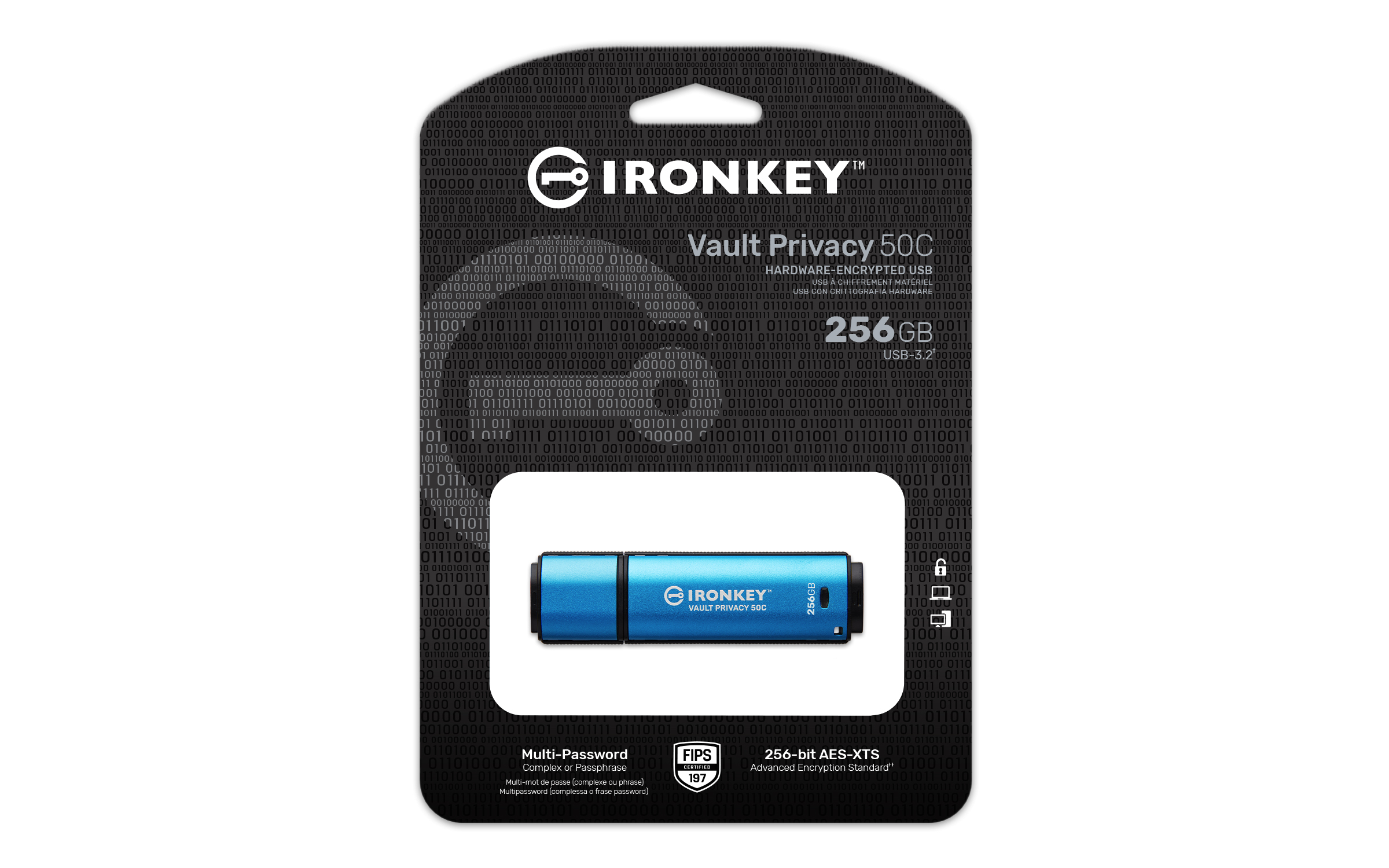 Kingston Ironkey Vault Privacy 50C/ 256GB/ USB 3.2/ USB-C/ Modrá 