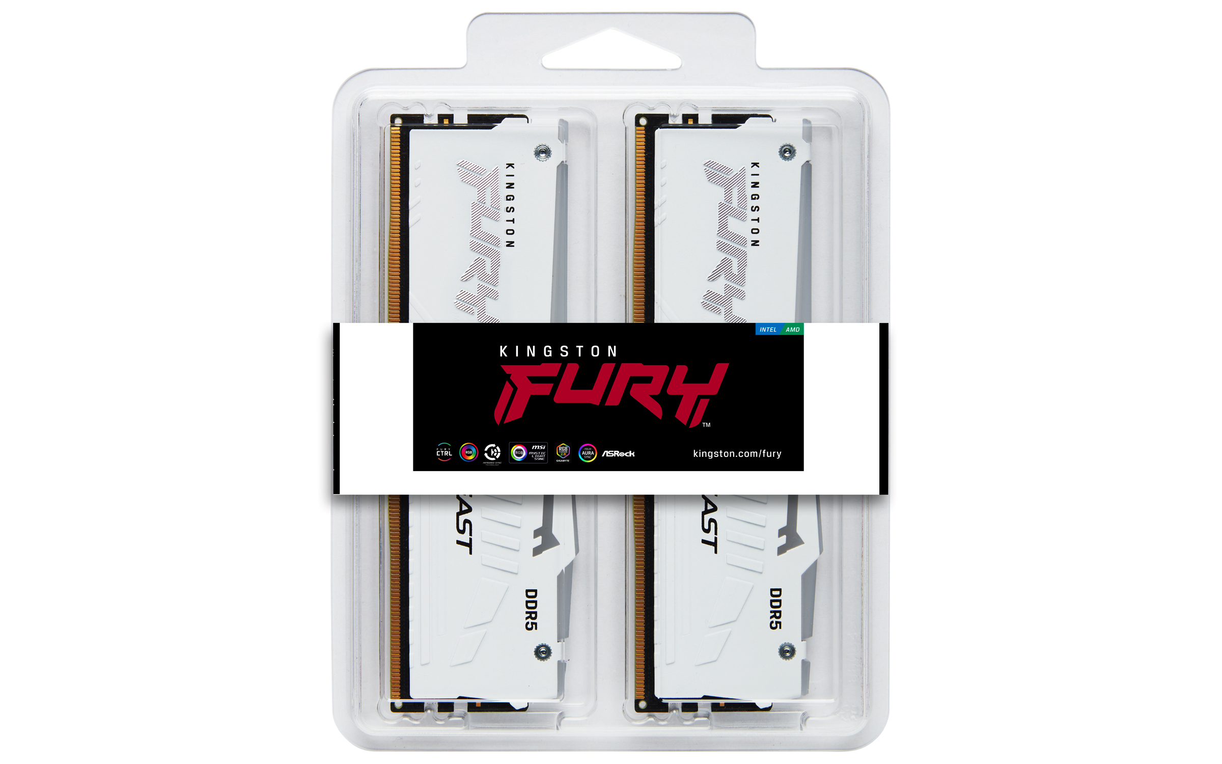 Kingston FURY Beast/ DDR5/ 64GB/ 6400MHz/ CL32/ 2x32GB/ RGB/ White 