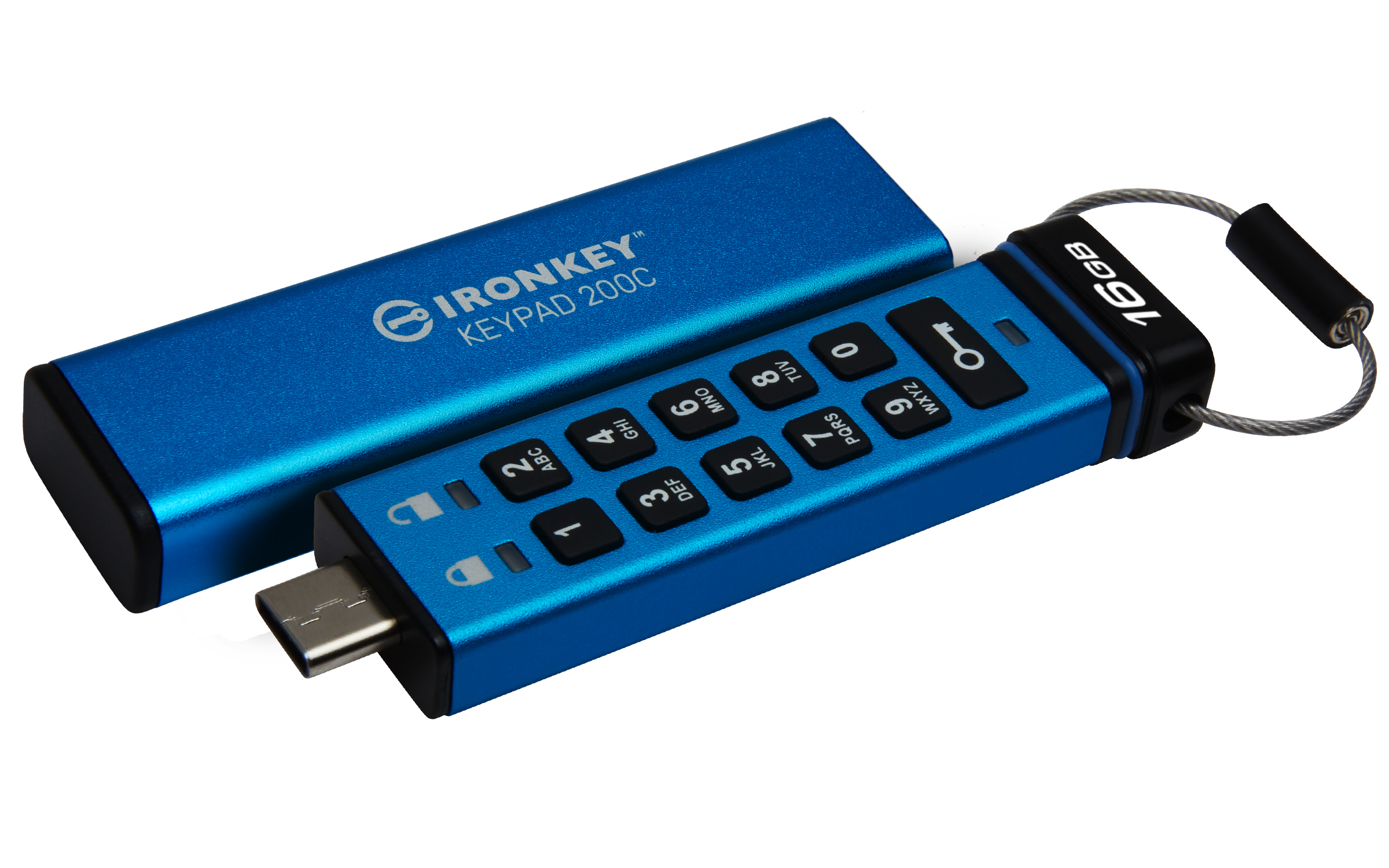 Kingston Ironkey Keypad 200C/ 16GB/ USB 3.0/ USB-C/ Modrá