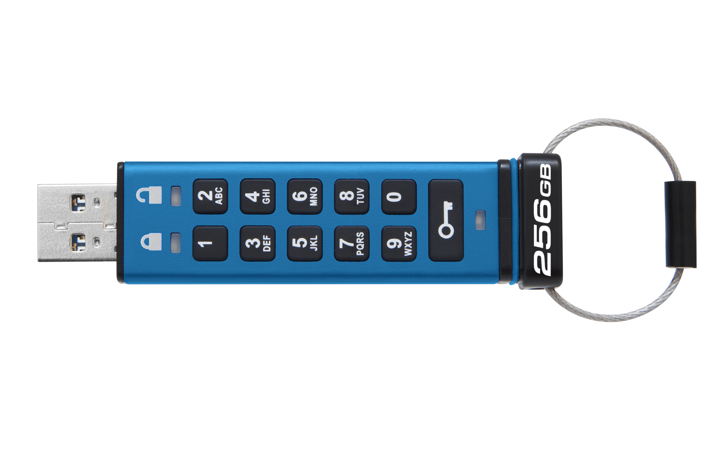 Kingston IronKey Keypad 200/ 256GB/ USB 3.2/ USB-A/ Modrá