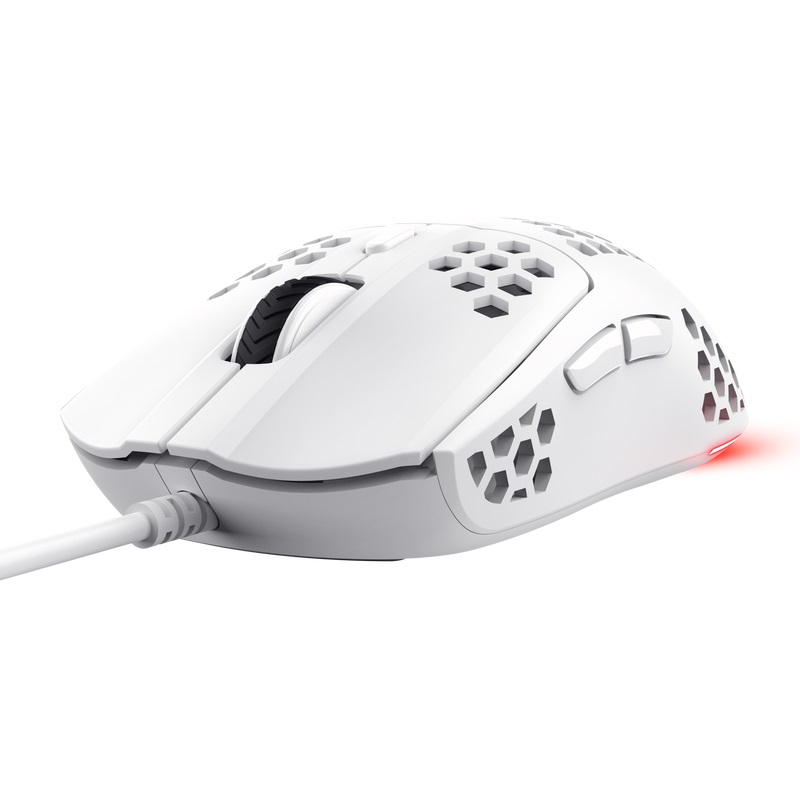 Trust Gaming GXT 928W Helox/ Herná/ Optická/ Pre pravákov/ 6 400 DPI/ Drôtová USB/ Biela 
