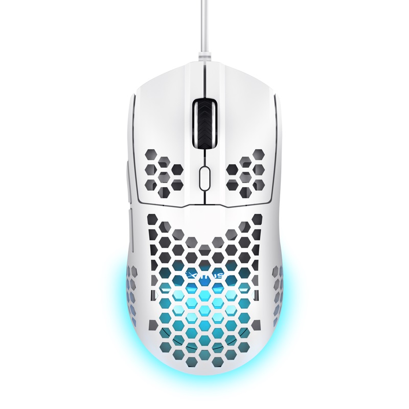 Trust Gaming GXT 928W Helox/ Herná/ Optická/ Pre pravákov/ 6 400 DPI/ Drôtová USB/ Biela