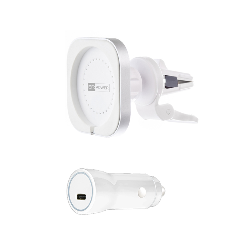 ER POWER CAR VENT MOUNT držiak pre MagSafe nabíjačku + 20W autonabíjačka - biela