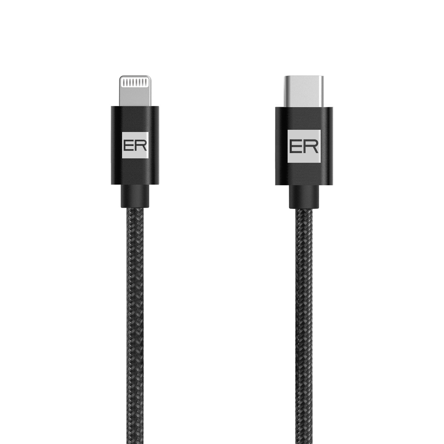 ER POWER kábel USB-C/ Lightning 120cm čierny