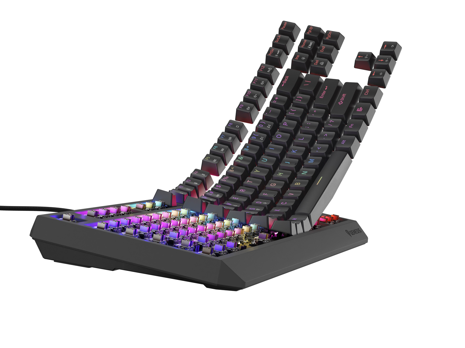 Genesis herná klávesnica THOR 230/ TKL/ RGB/ Outemu Brown/ Drôtová USB/ US layout/ Čierna 
