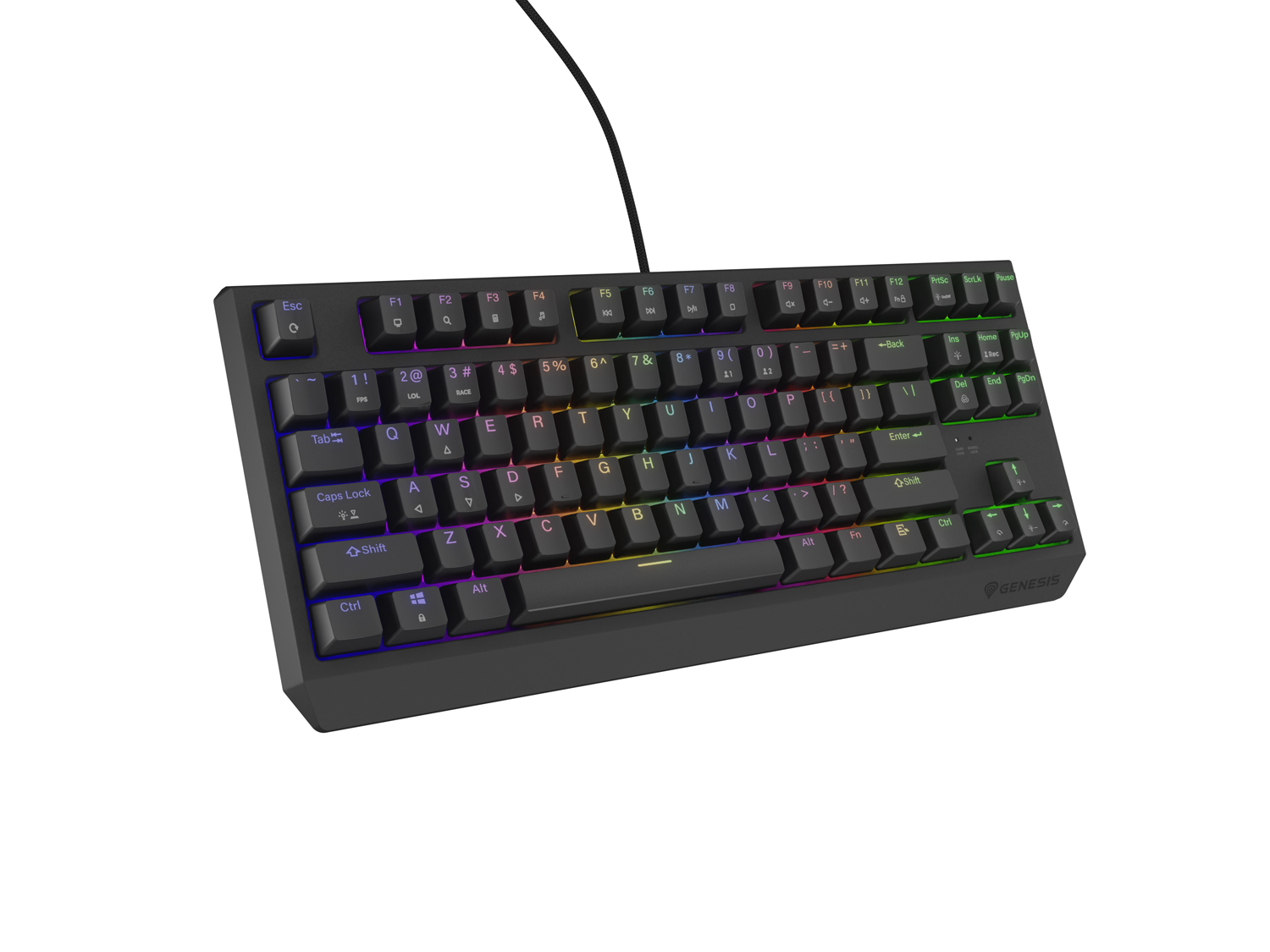 Genesis herní klávesnice THOR 230/ TKL/ RGB/ Outemu Red/ Drátová USB/ US layout/ Černá 