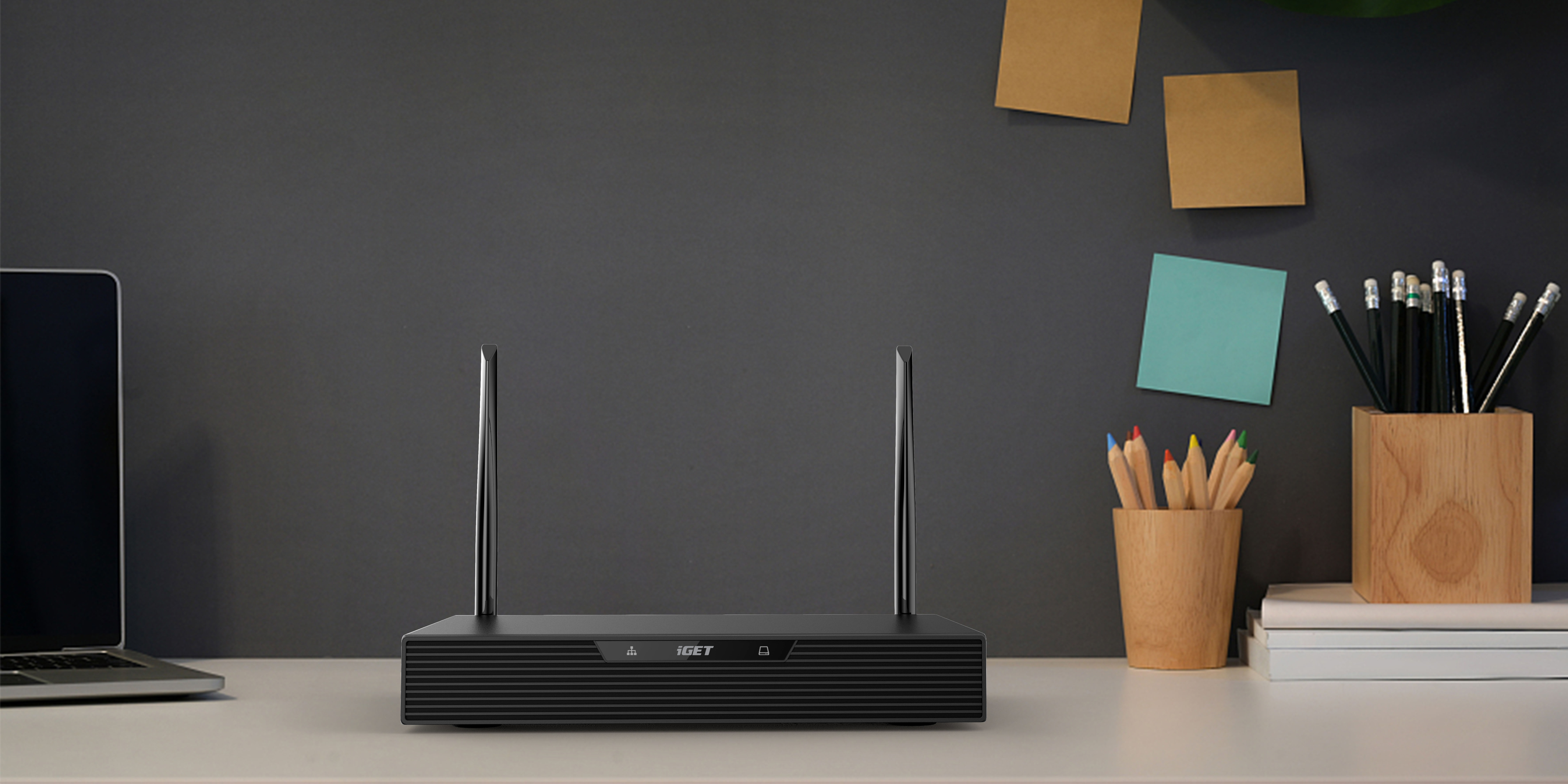 iGET HOME NVR N4C4 - CCTV bezdrôtový Wi-Fi set 2K+ rozlíšenie, 4CH NVR + 4x kamera so zvukom a IR 