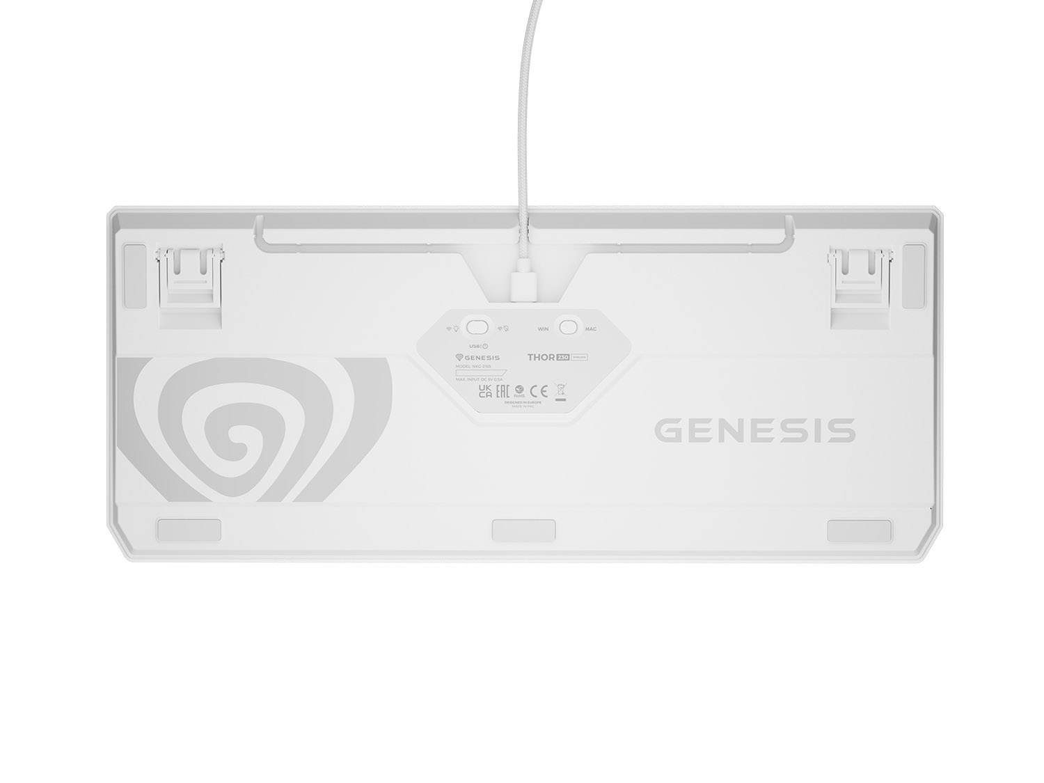 GENESIS herní klávesnice THOR 230/ TKL/ RGB/ Outemu Red/ Bezdrátová USB + Bluetooth/ US layout/ Bílá 