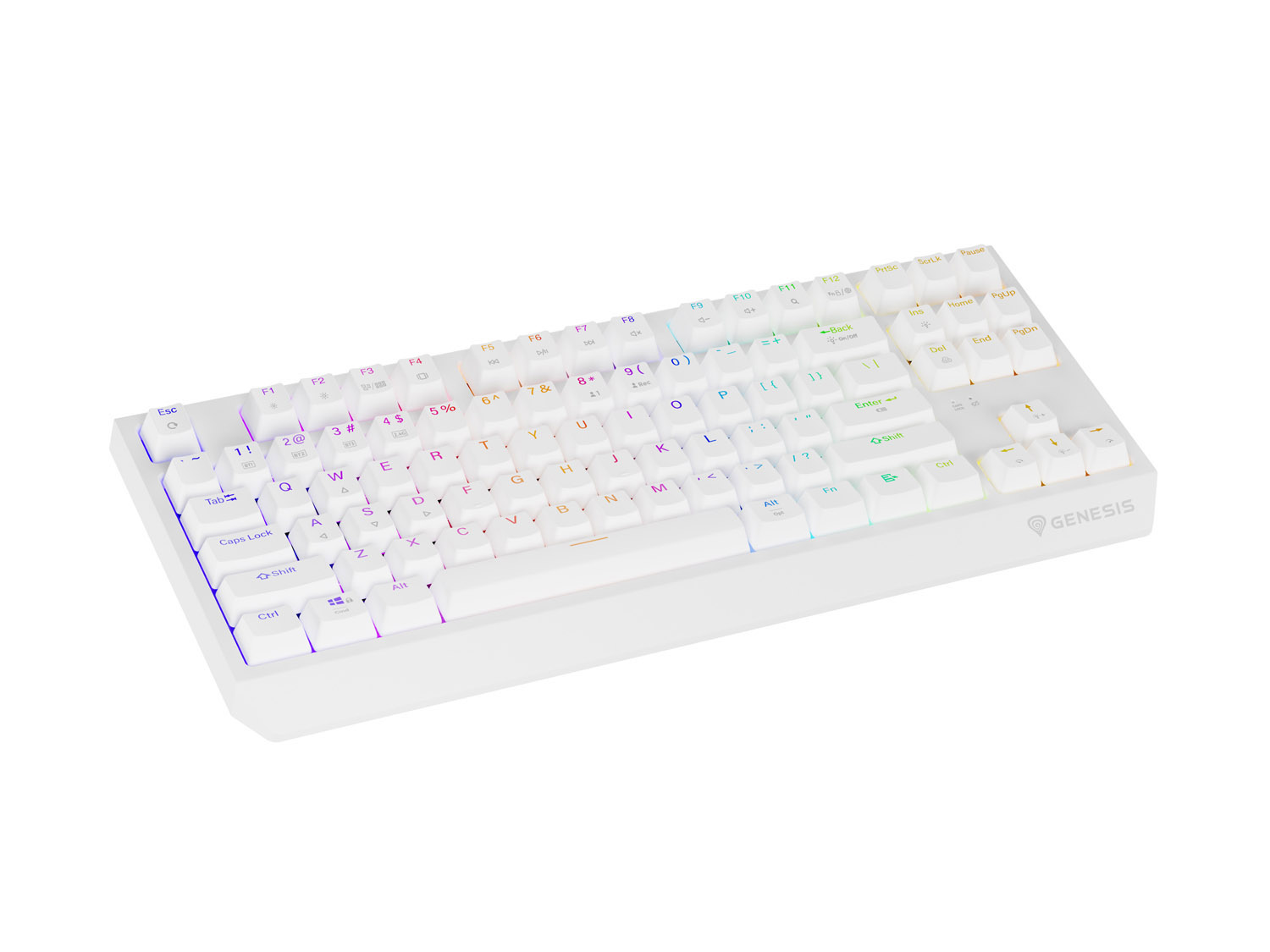 GENESIS herní klávesnice THOR 230/ TKL/ RGB/ Outemu Red/ Bezdrátová USB + Bluetooth/ US layout/ Bílá 