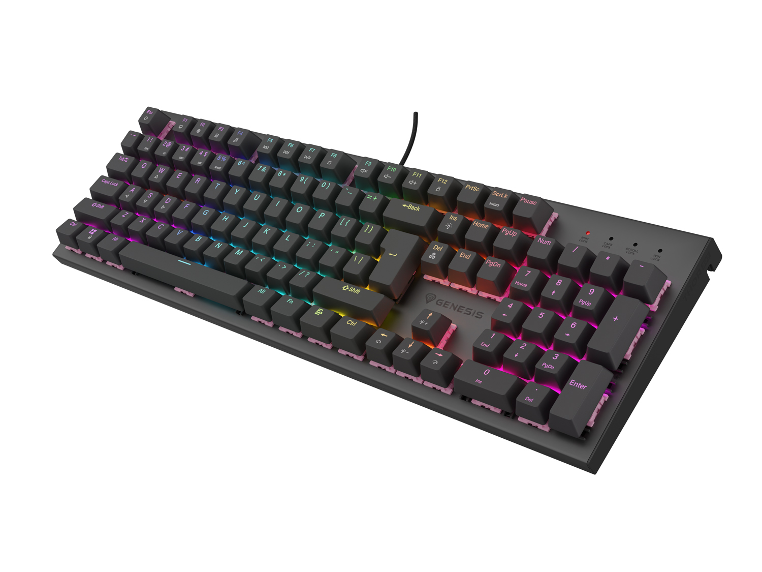 GENESIS mechanická herní klávesnice THOR 303/ RGB/ Outemu Red/ Drátová USB/ US layout/ Černá 