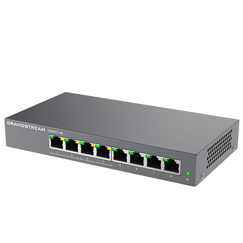 Grandstream GWN7711P Layer 2 Lite managed switch, 8 portov, 4x PoE/ PoE+ 