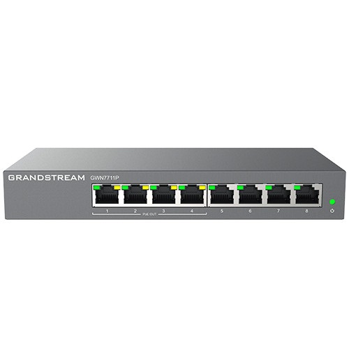 Grandstream GWN7711P Layer 2 Lite managed switch, 8 portov, 4x PoE/ PoE+