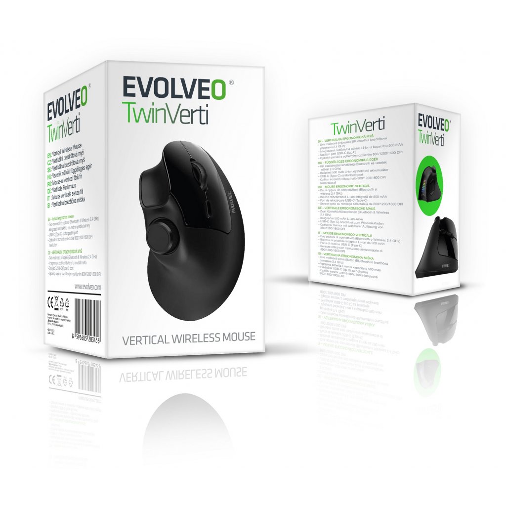 EVOLVEO TwinVerti, vertikálna ergonomická myš,  