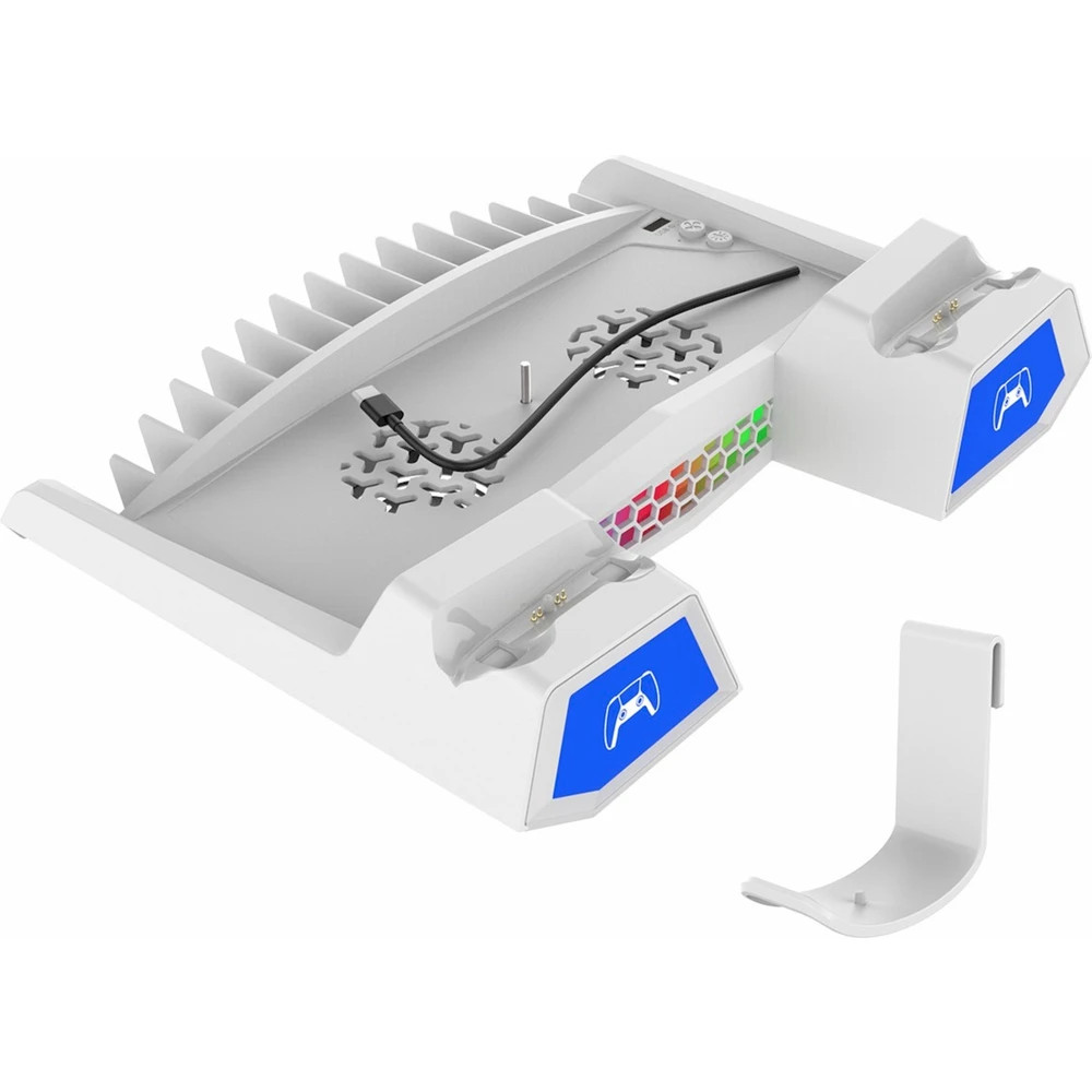 iPega P5S023 Multifunkčný Nabíjací Stojan s Chladením pre PS5/ PS5 Slim White 