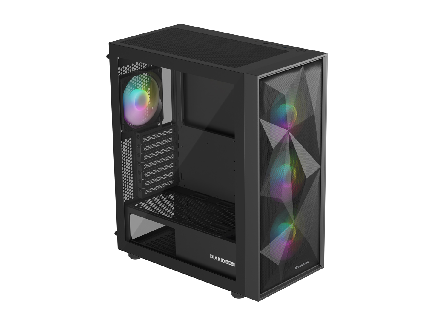 Počítačová skriňa Genesis DIAXID 605 ARGB/ Midi Tower/ Transpar./ Čierna 
