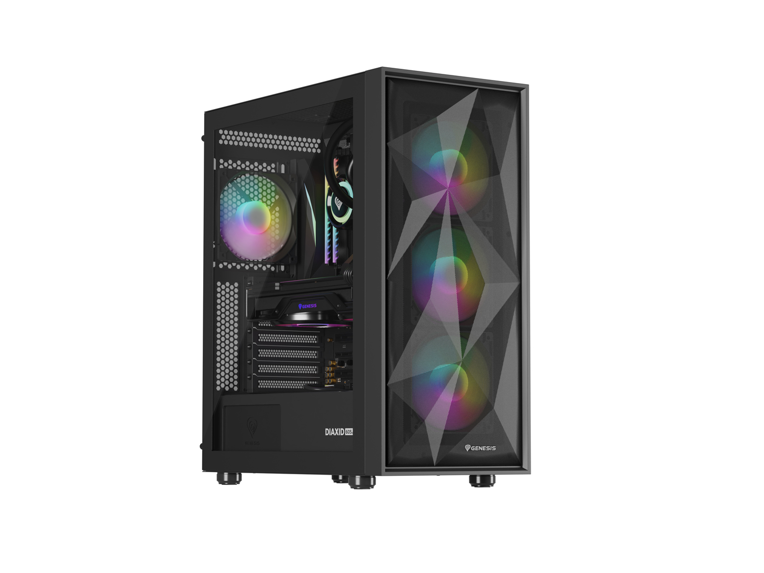 Počítačová skriňa Genesis DIAXID 605 ARGB/ Midi Tower/ Transpar./ Čierna