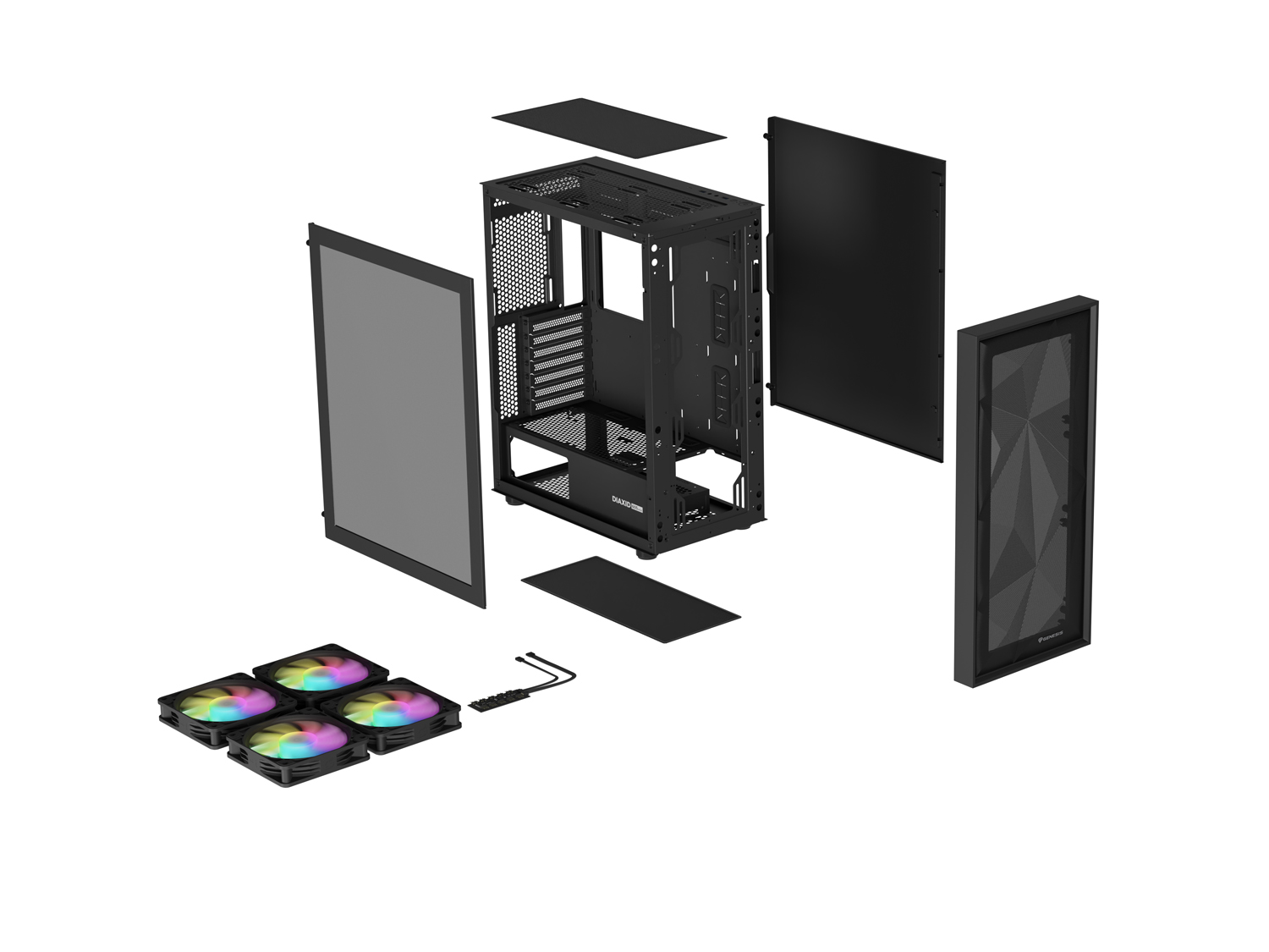 Počítačová skriňa Genesis DIAXID 605 ARGB/ Midi Tower/ Transpar./ Čierna 