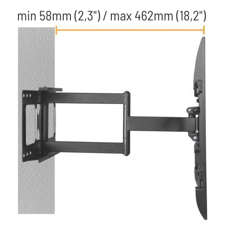 Výsuvný držiak Brateck LPA69-463D pre TV 32"-70" 45kg polohovateľný nástenný 