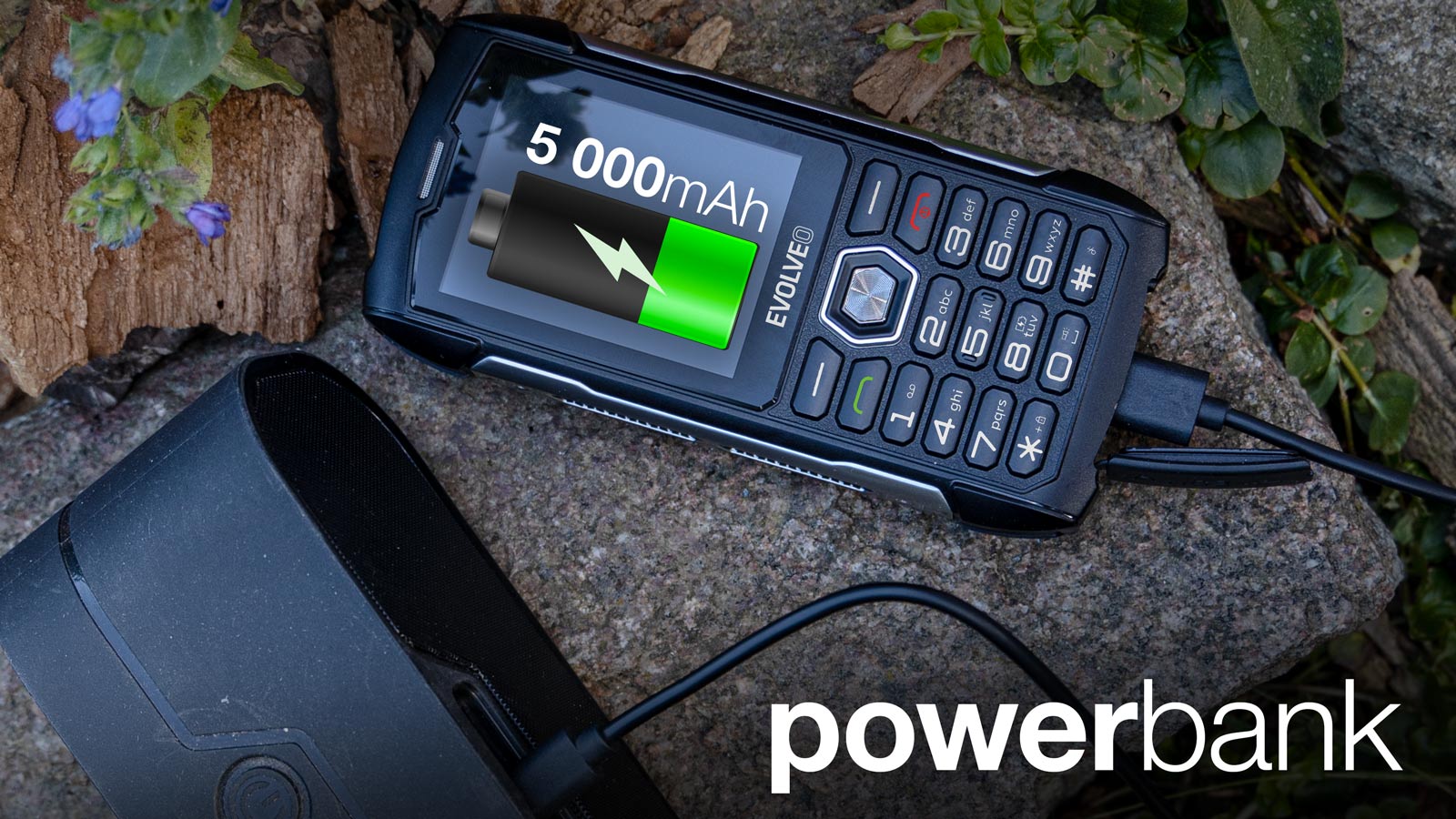 EVOLVEO StrongPhone H1, vodotesný odolný Dual SIM telefón, čierna-šedá 