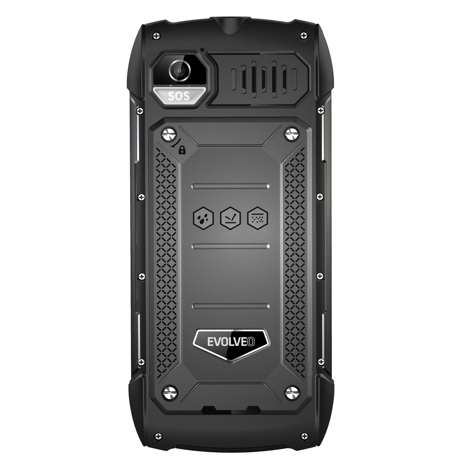 EVOLVEO StrongPhone H1, vodotesný odolný Dual SIM telefón, čierna-šedá 