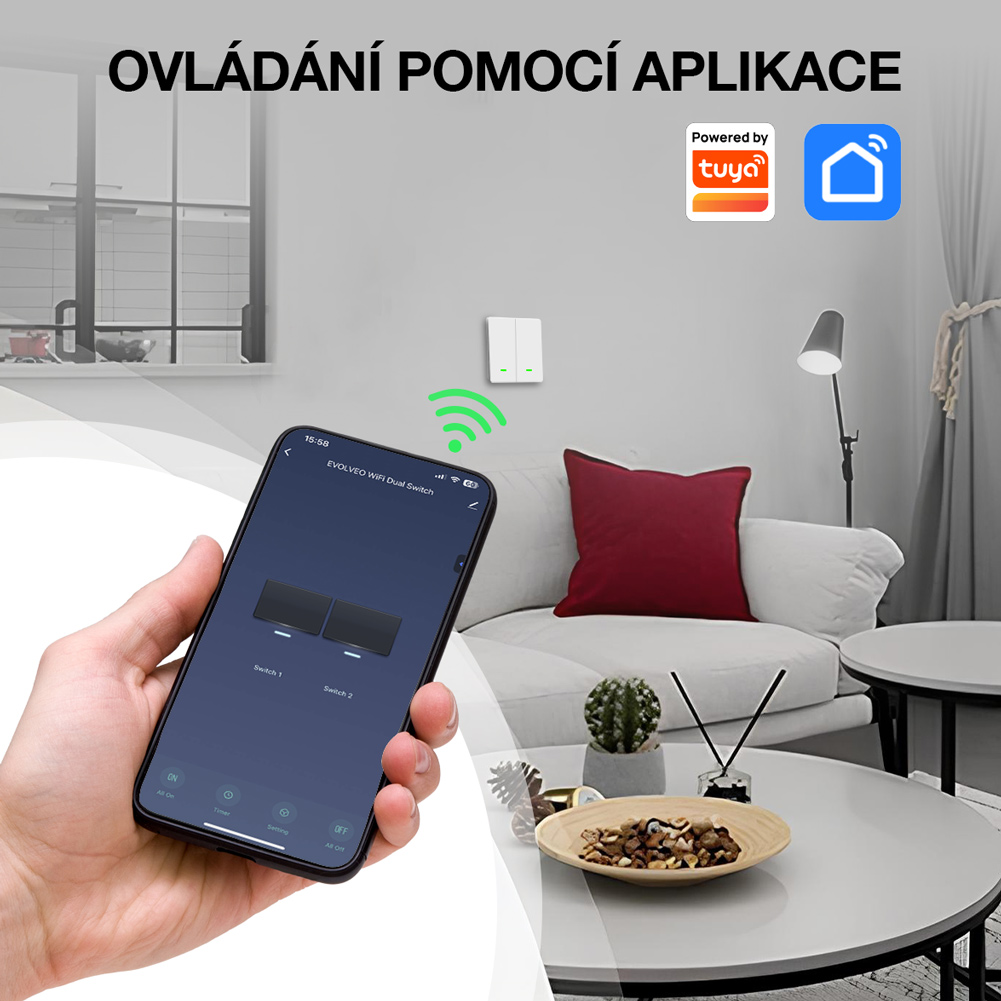 EVOLVEO WiFi Single Switch, šikovný vypínač 