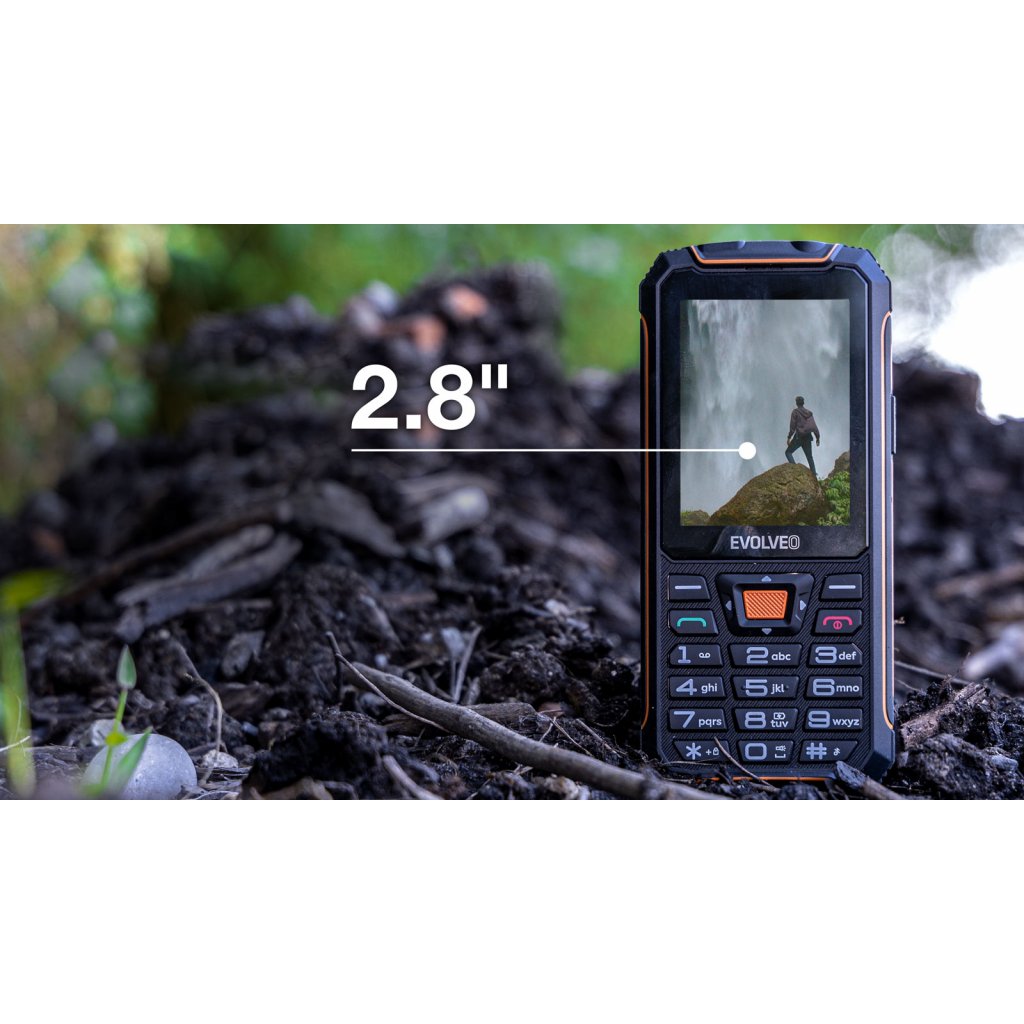 EVOLVEO StrongPhone Z6, vodotesný odolný Dual SIM telefón, čierno-oranžová 