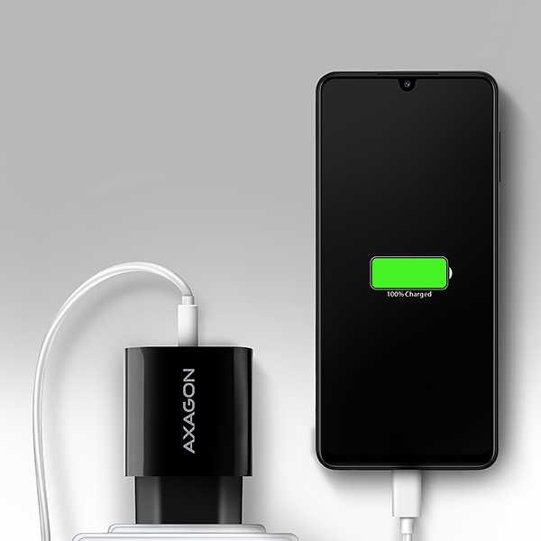 AXAGON ACU-QC18, nabíjačka do siete 18W, 1x port USB-A, QC3.0/ AFC/ Apple, čierna 