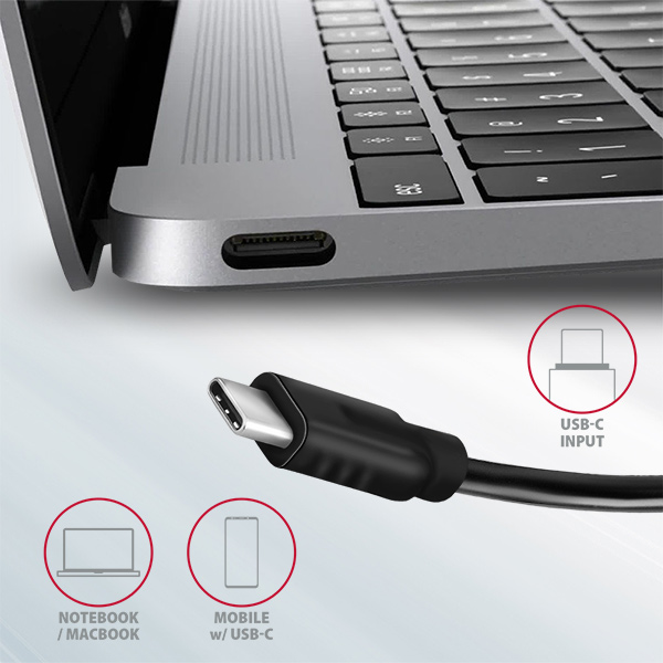 AXAGON HMC-5G2, USB 10Gbps hub, porty 2x USB-A, 2x USB-C, HDMI 4k/ 60, PD 100W, kábel USB-C 13cm 