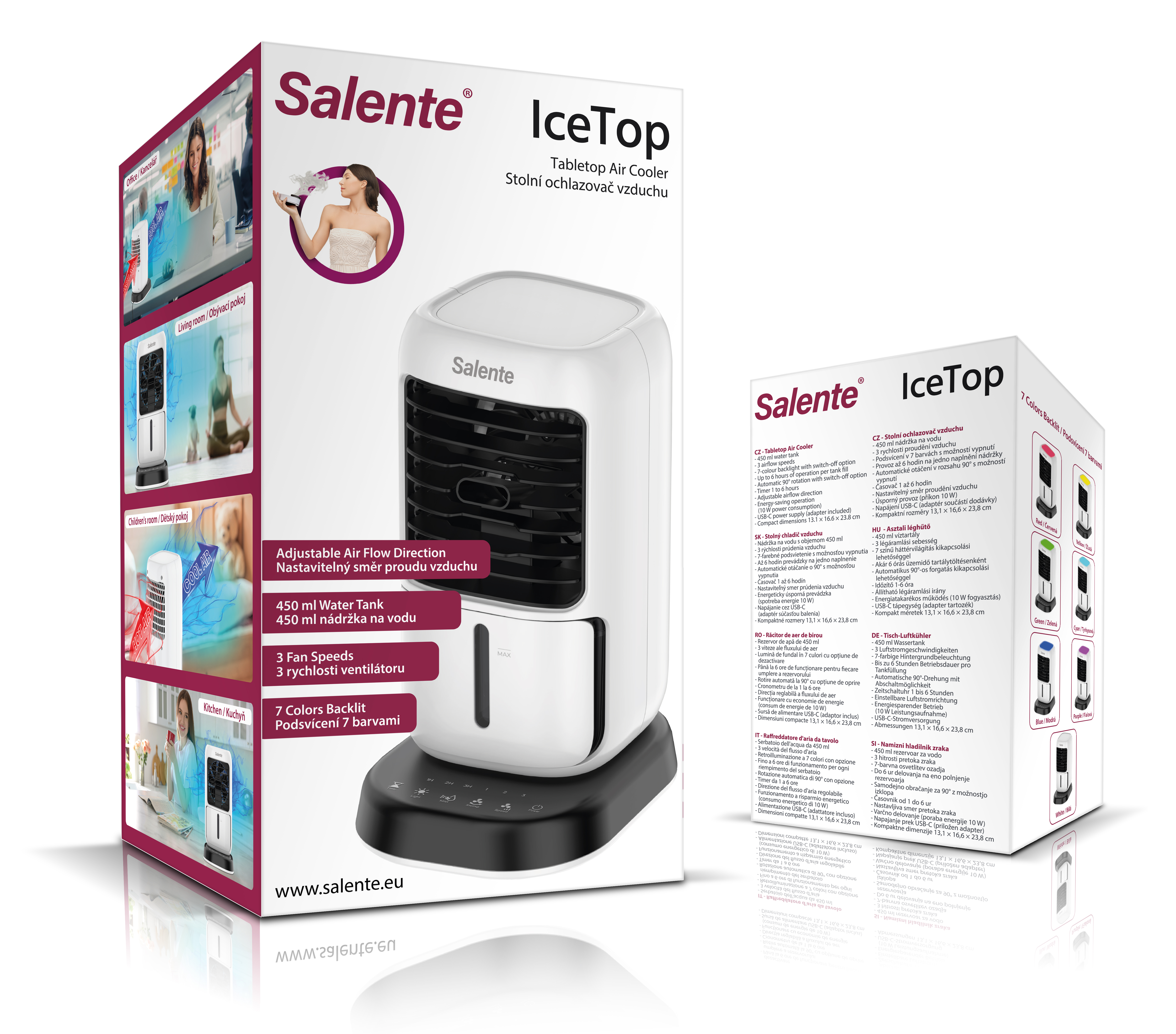 Salente IceTop, stolný ochladzovač & ventilátor & zvlhčovač vzduchu 3v1, biely 