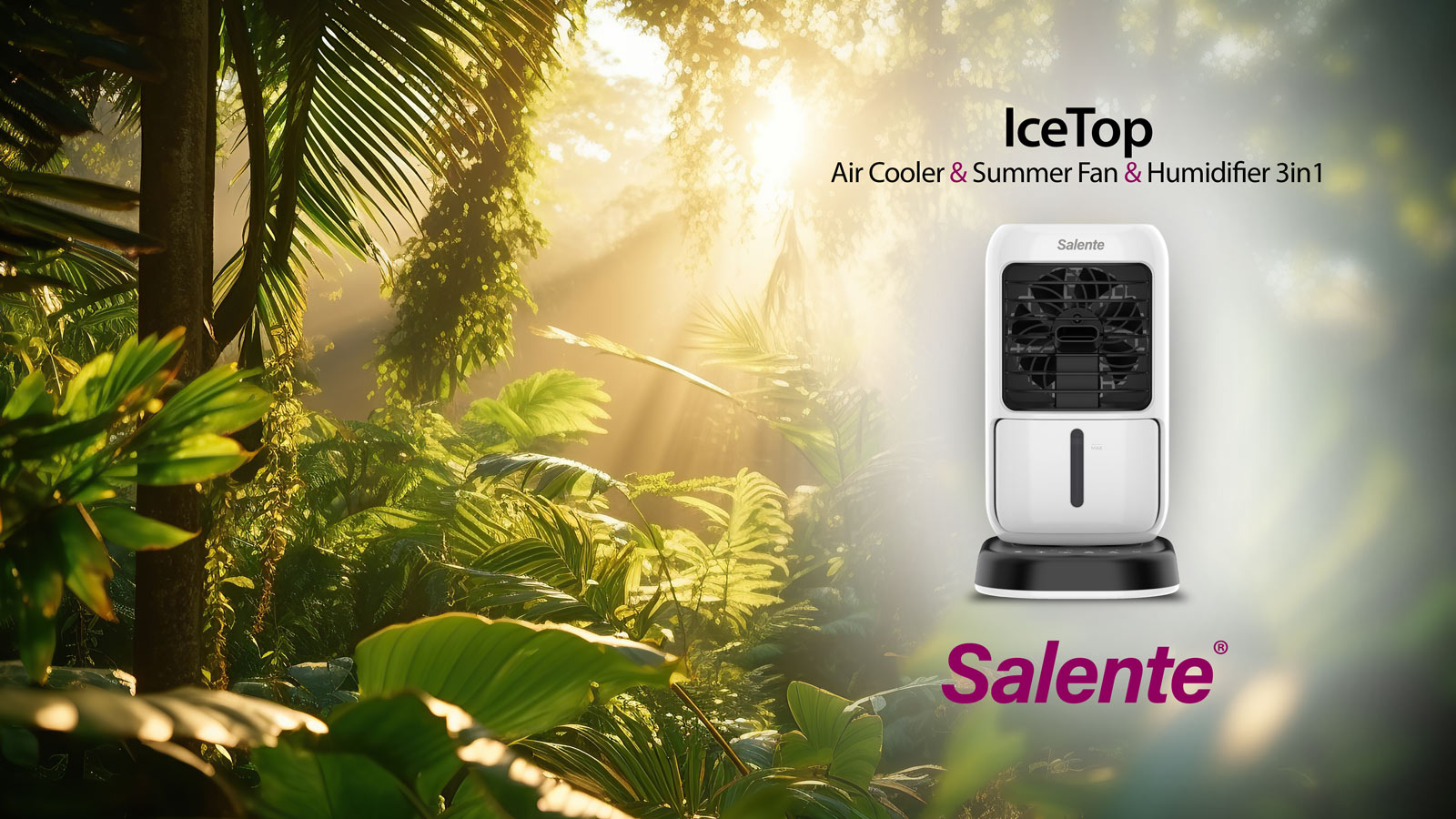 Salente IceTop, stolný ochladzovač & ventilátor & zvlhčovač vzduchu 3v1, biely 
