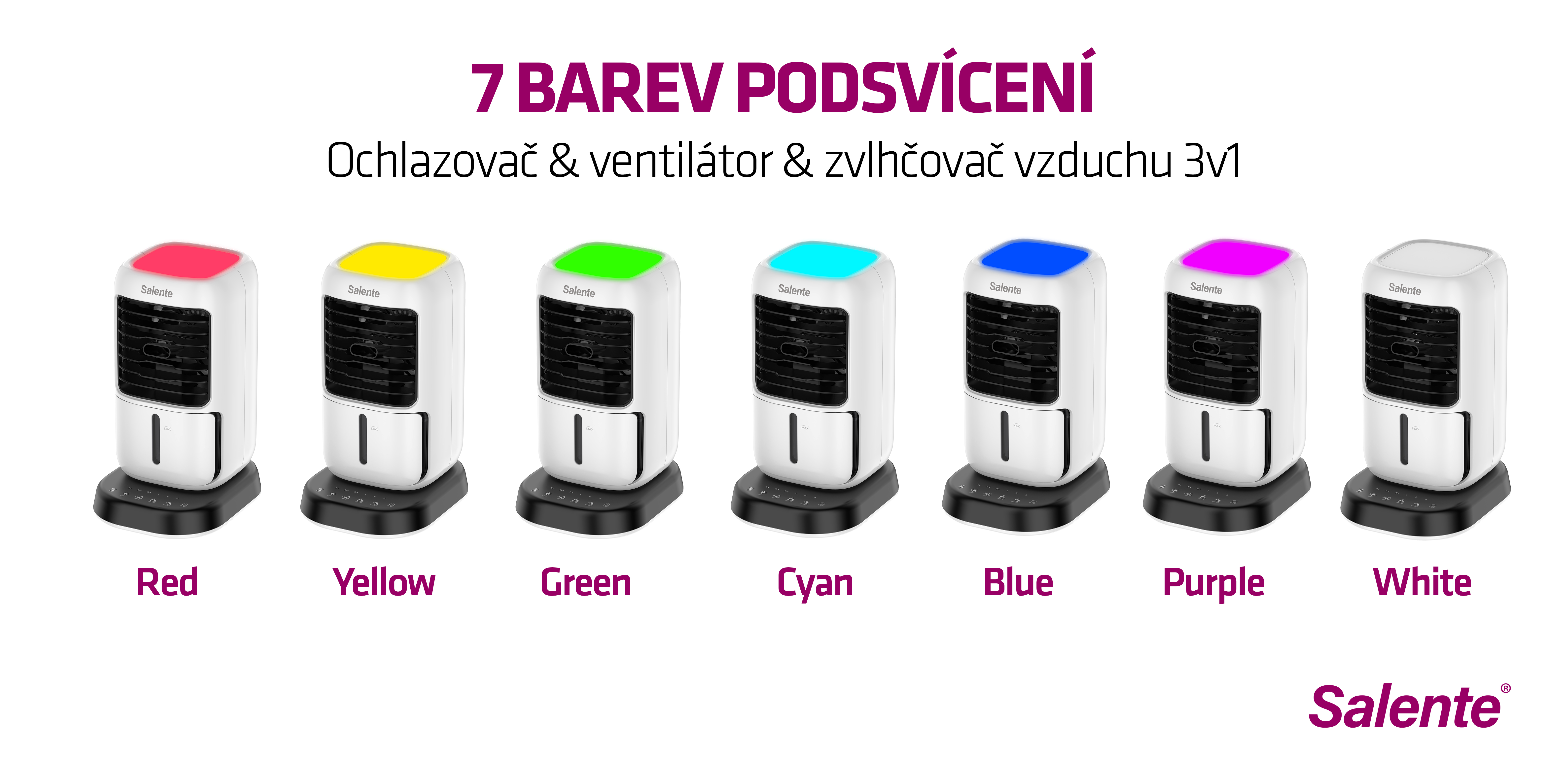 Salente IceTop, stolný ochladzovač & ventilátor & zvlhčovač vzduchu 3v1, biely 
