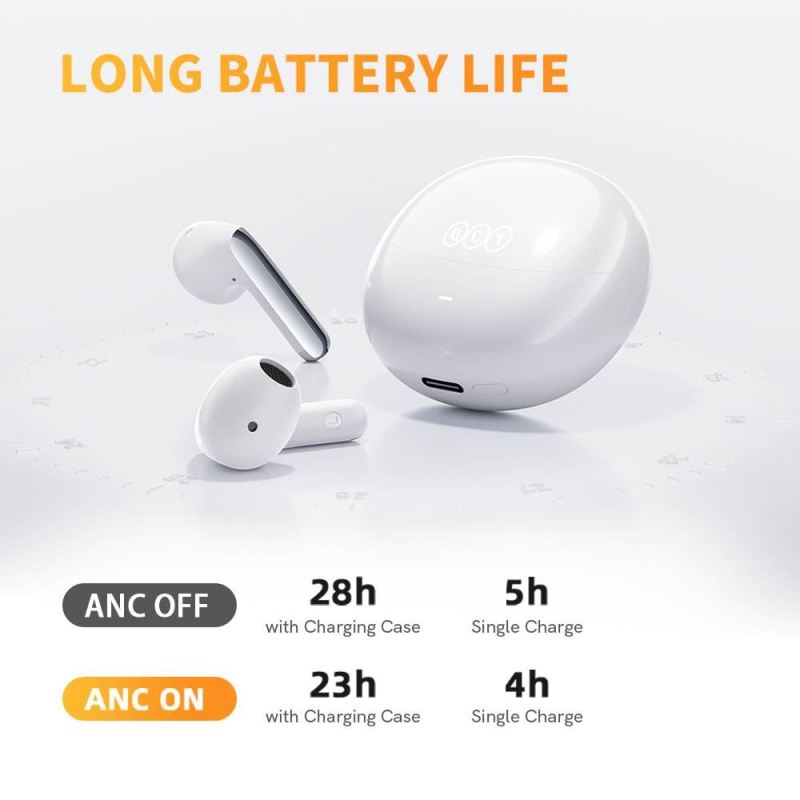 QCY - HT10 PRO+ AilyBuds, ANC slúchadlá, biela 