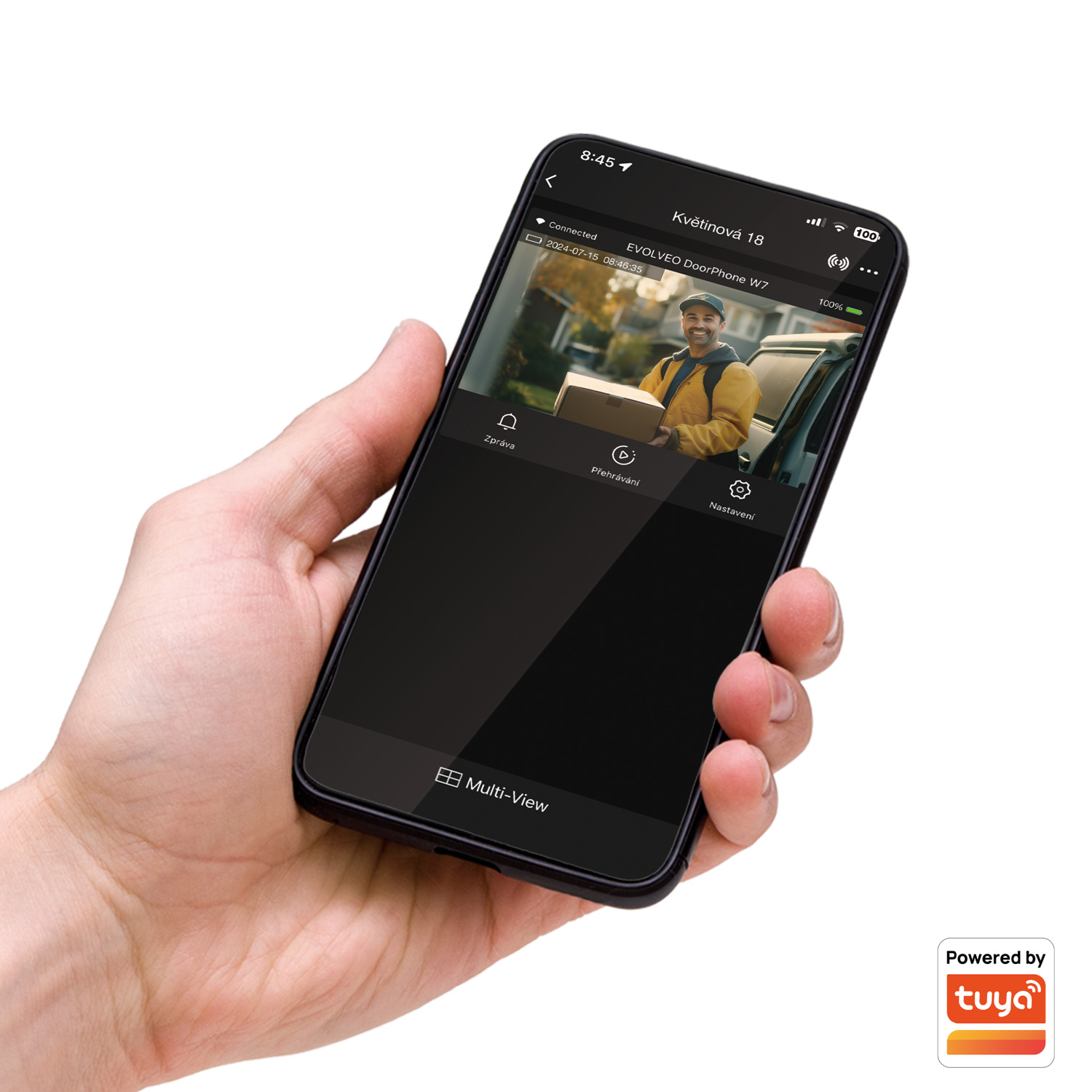 EVOLVEO DoorPhone W7, Sada domáceho bezdrôtového videotelefónu s WiFi čierny strieborný monitor 