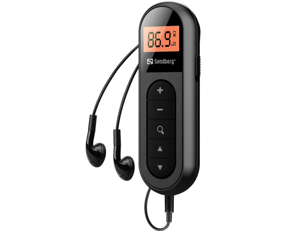 Sandberg vreckové FM rádio Recharge, dobíjacie batérie, display, čierna 