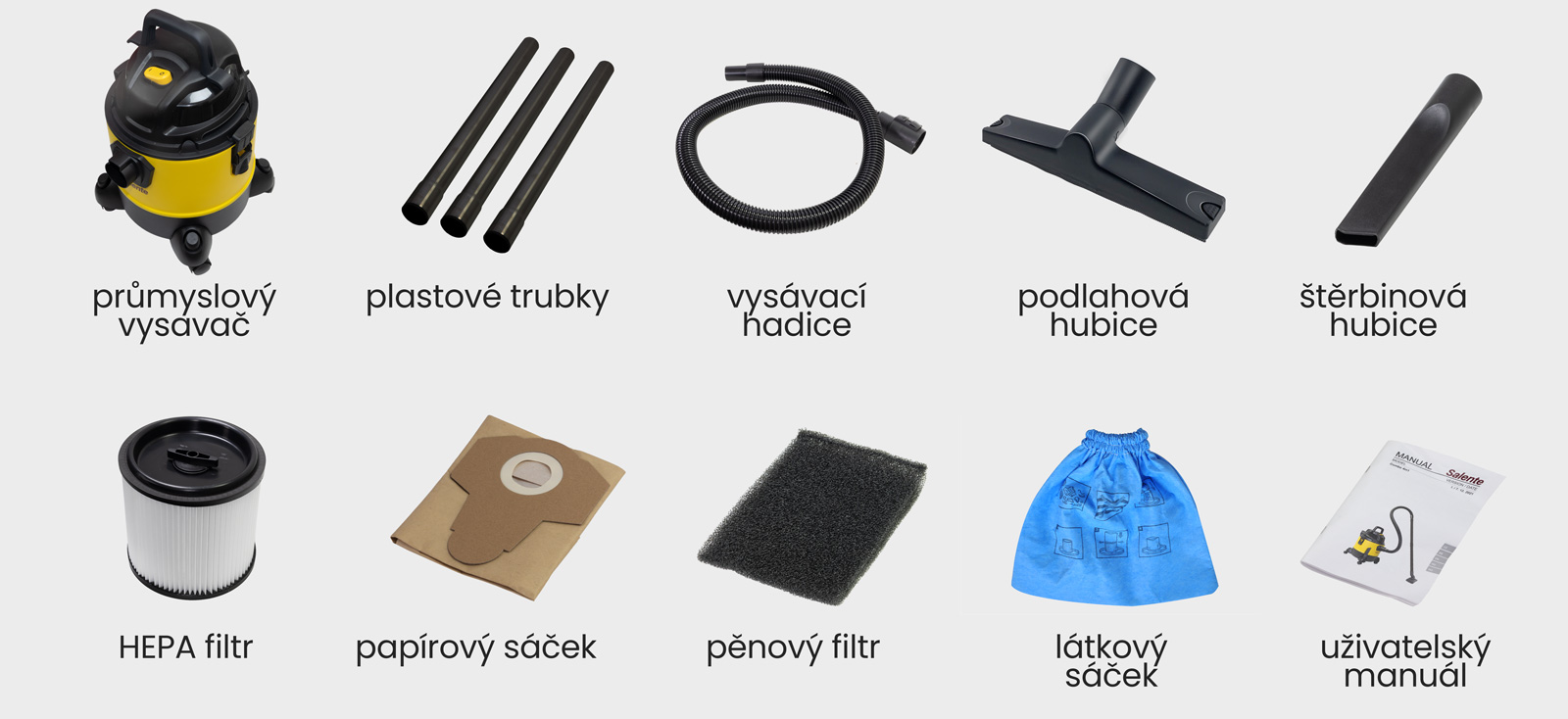 Salente ProVacs, priemyselný viacúčelový vysávač a fukár 4v1, žltý 