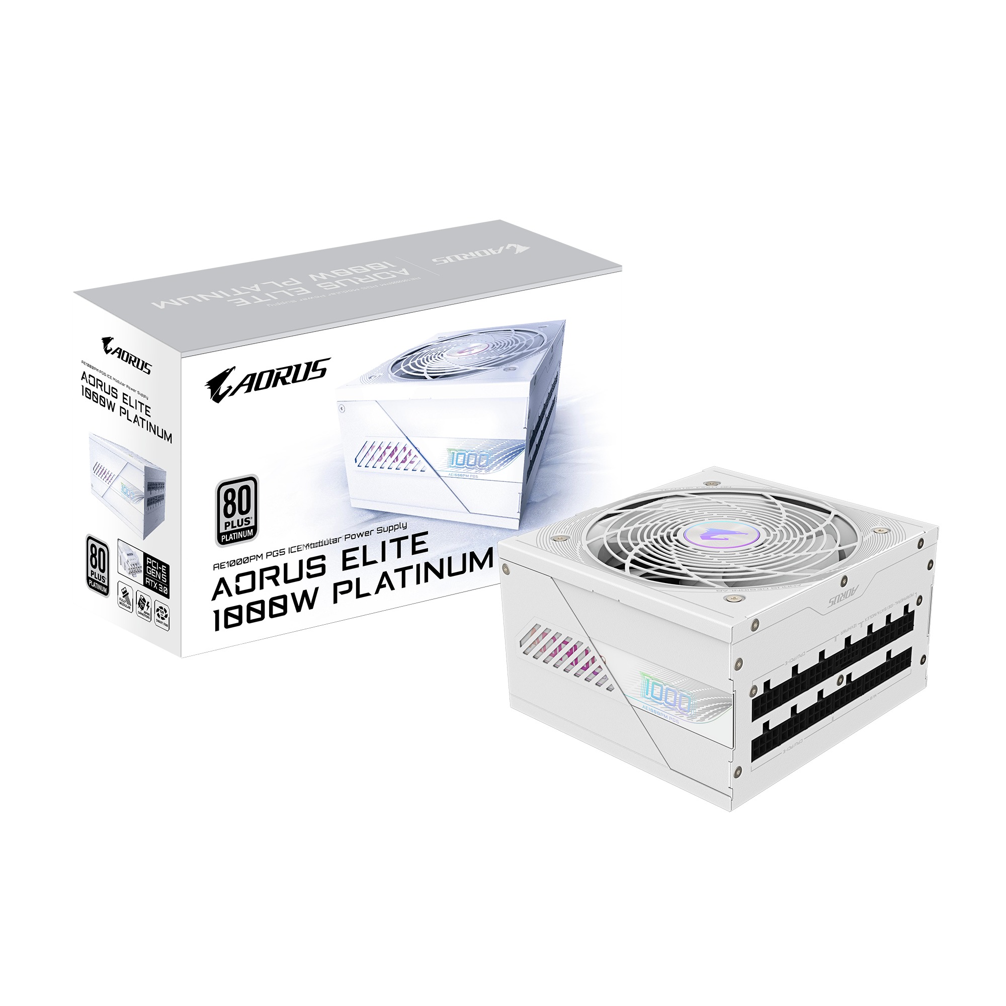 GIGABYTE AORUS ELITE P1000W ICE/ 1000W/ ATX 3.1/ 80PLUS Platinum/ Modular/ Retail