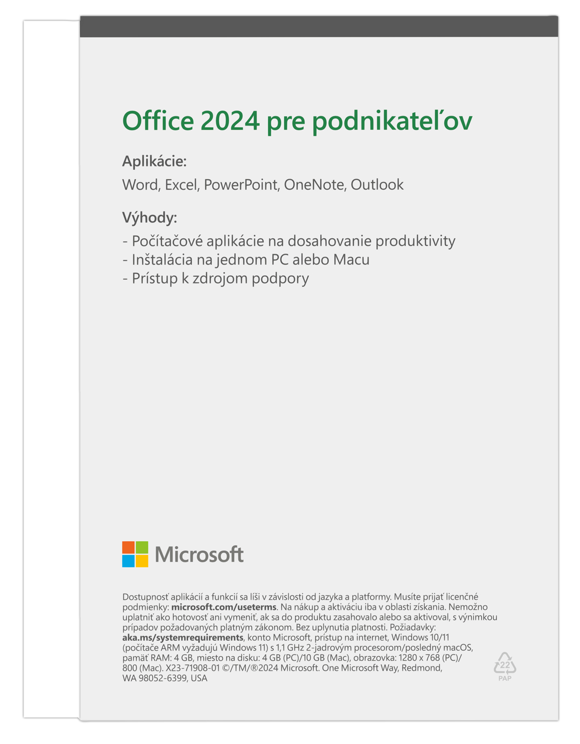 Microsoft Office 2024 pre domácnosti a podnikateľov SK 