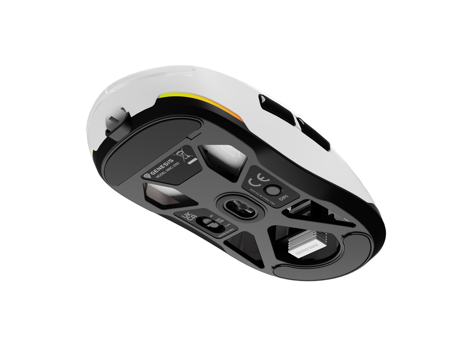 Genesis herná myš ZIRCON 660/ Herná/ Optická/ 12 000 DPI/ Drôtové/ Bezdrôtové/ Biela 